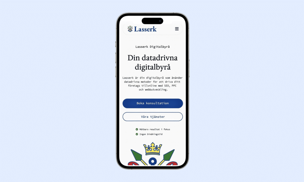 Lasserk hemsida på mobil